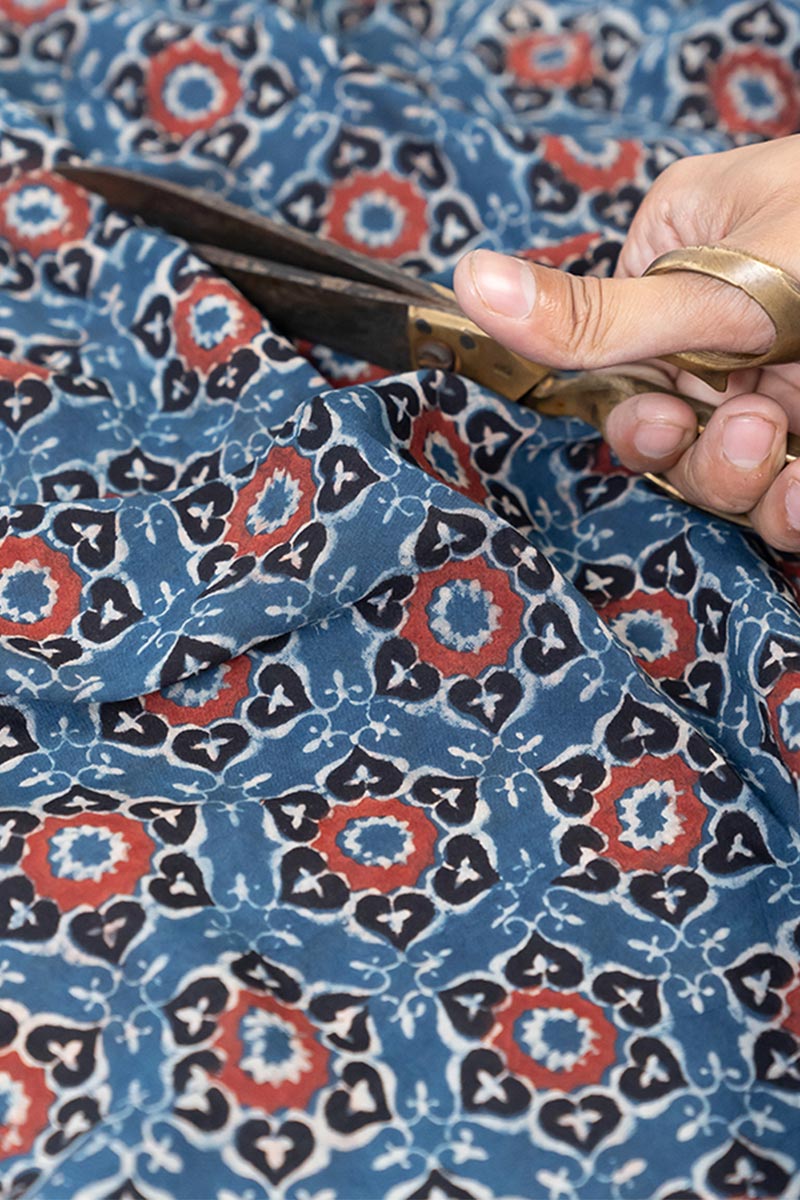 Cotton Fabric - Masara Indigo & Red