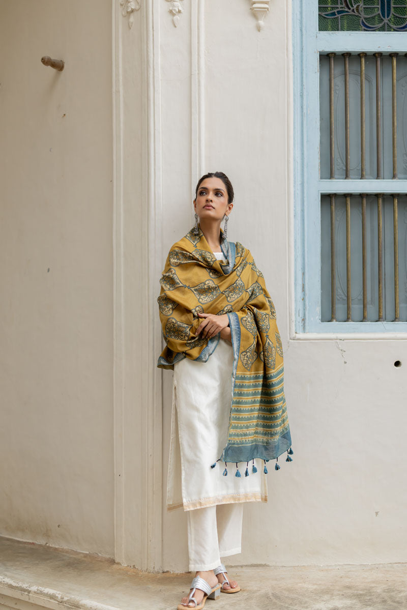Chanderi Silk Dupatta - Gulnaar