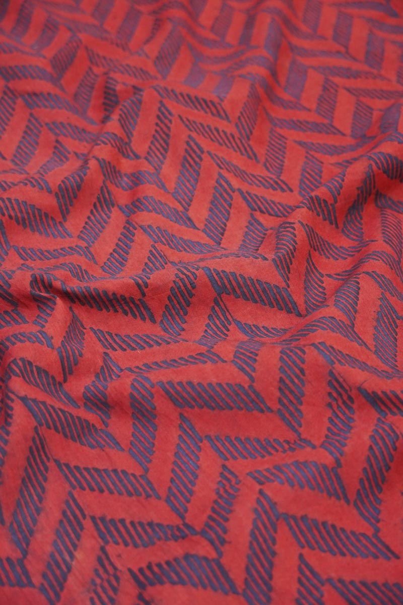 Cotton Fabric - Safa Red & Indigo