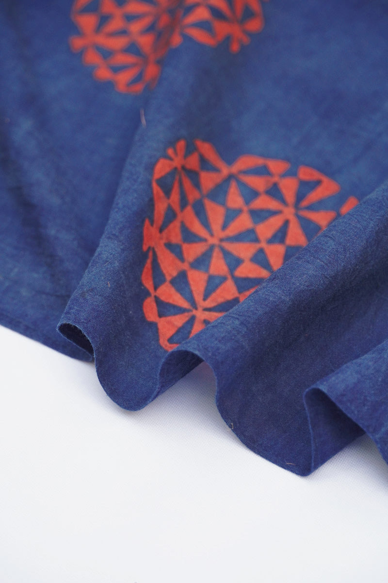 Cotton Fabric - Aida Indigo & Red
