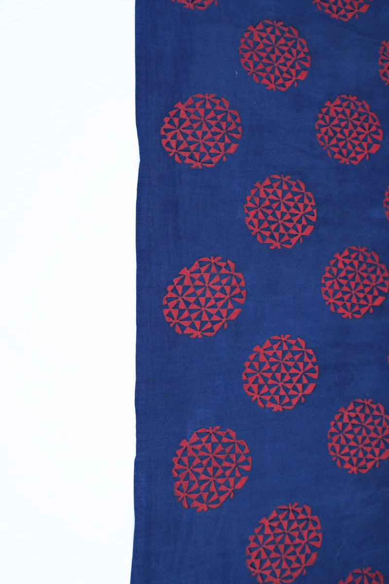 Cotton Fabric - Aida Indigo & Red