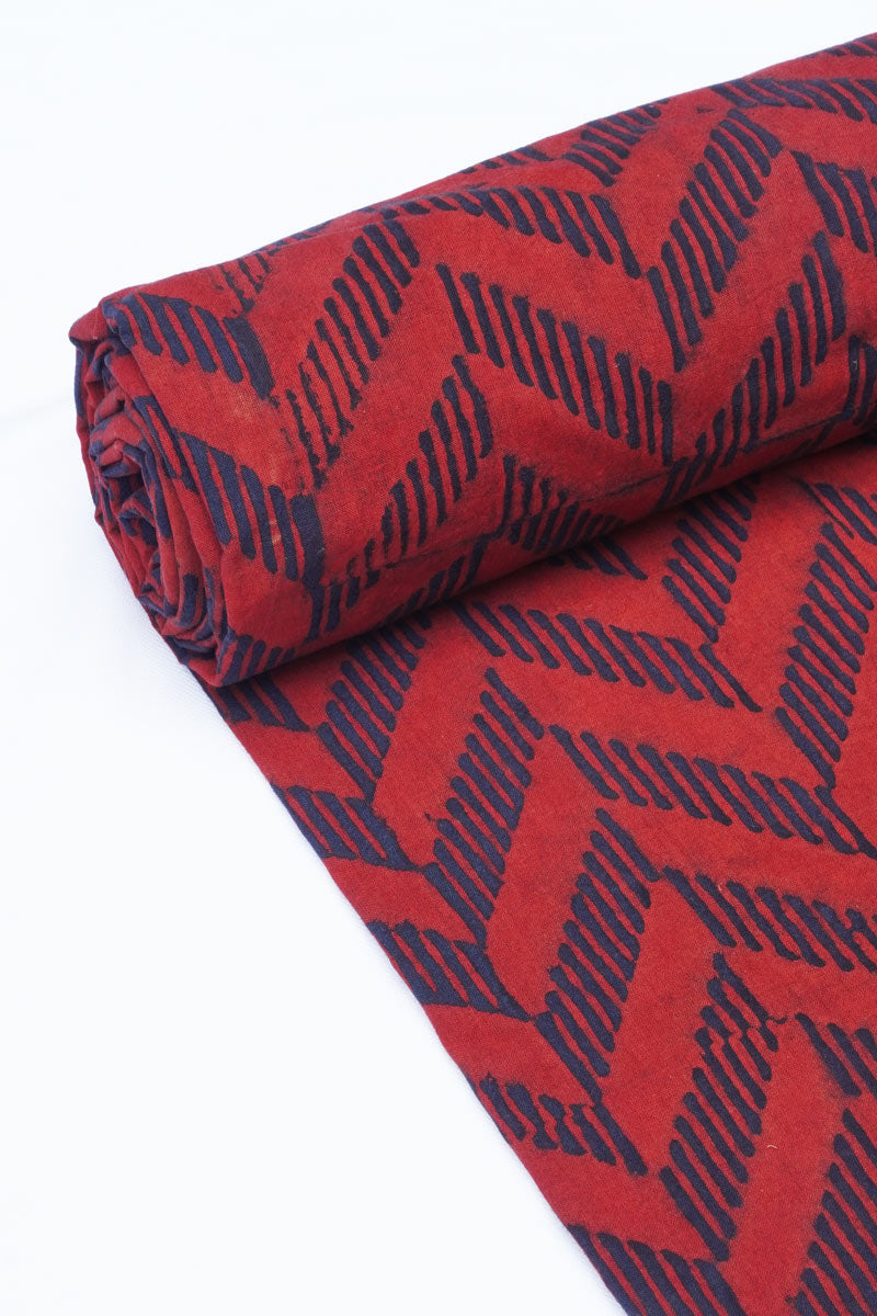 Cotton Fabric - Safa Red & Indigo