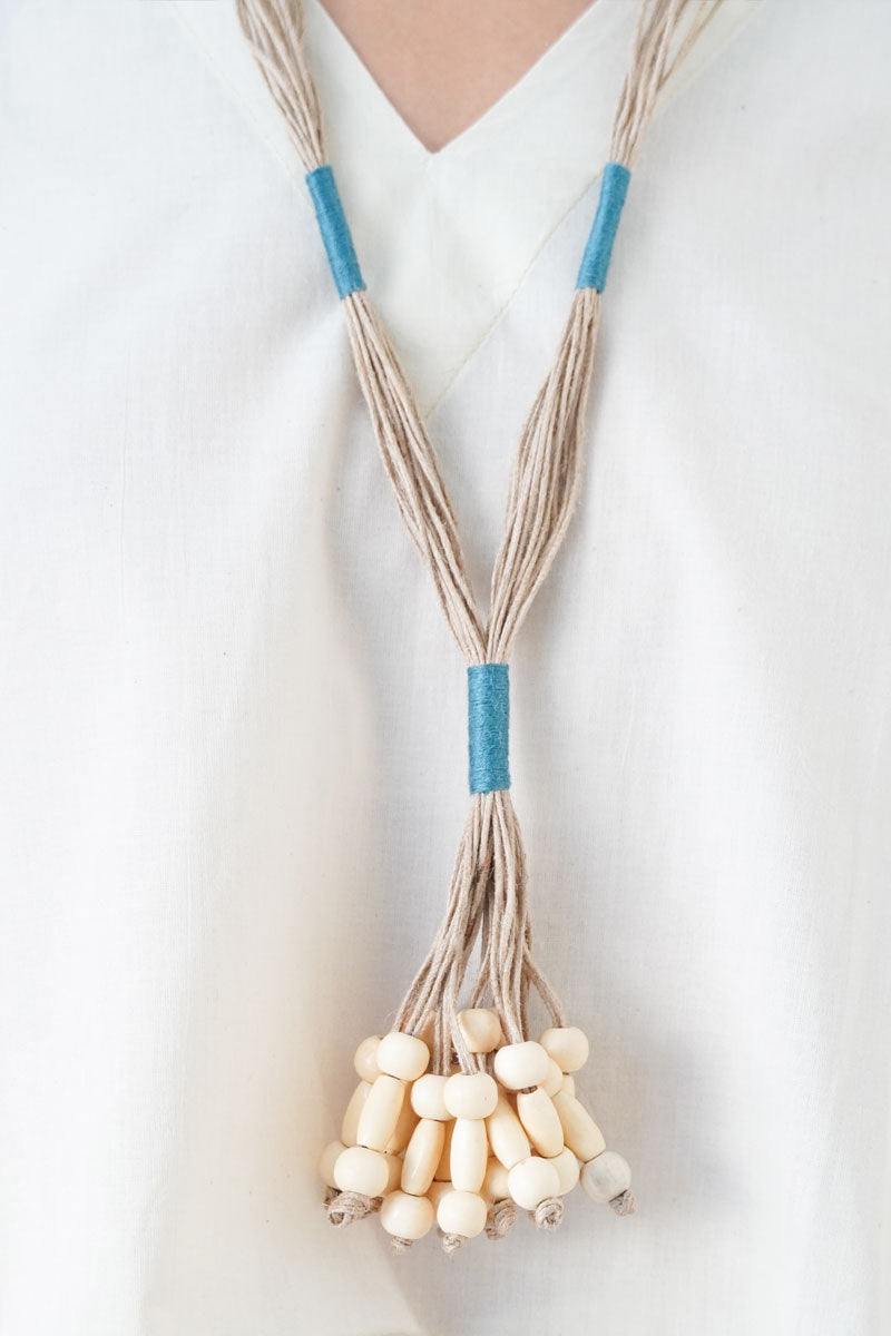 Bead Tassel Necklace - Indigo