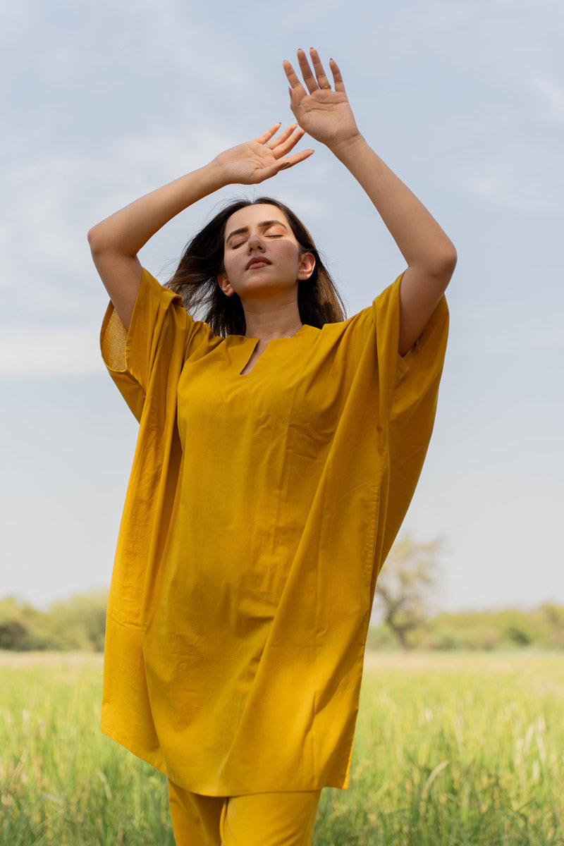 Co-ord Set of 2 - Mustard Kaftan Top & Pant