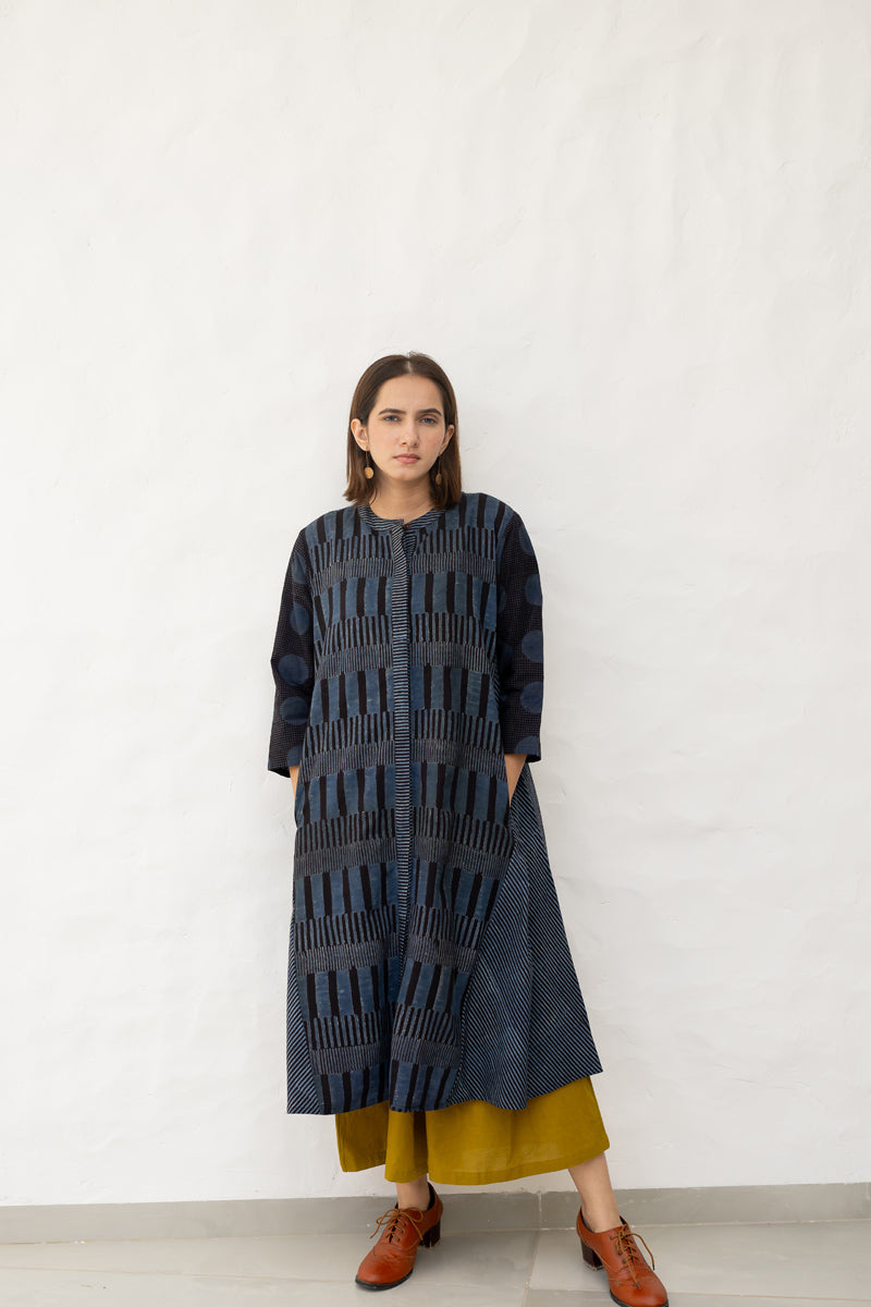 A-line Kurta -Black & Indigo