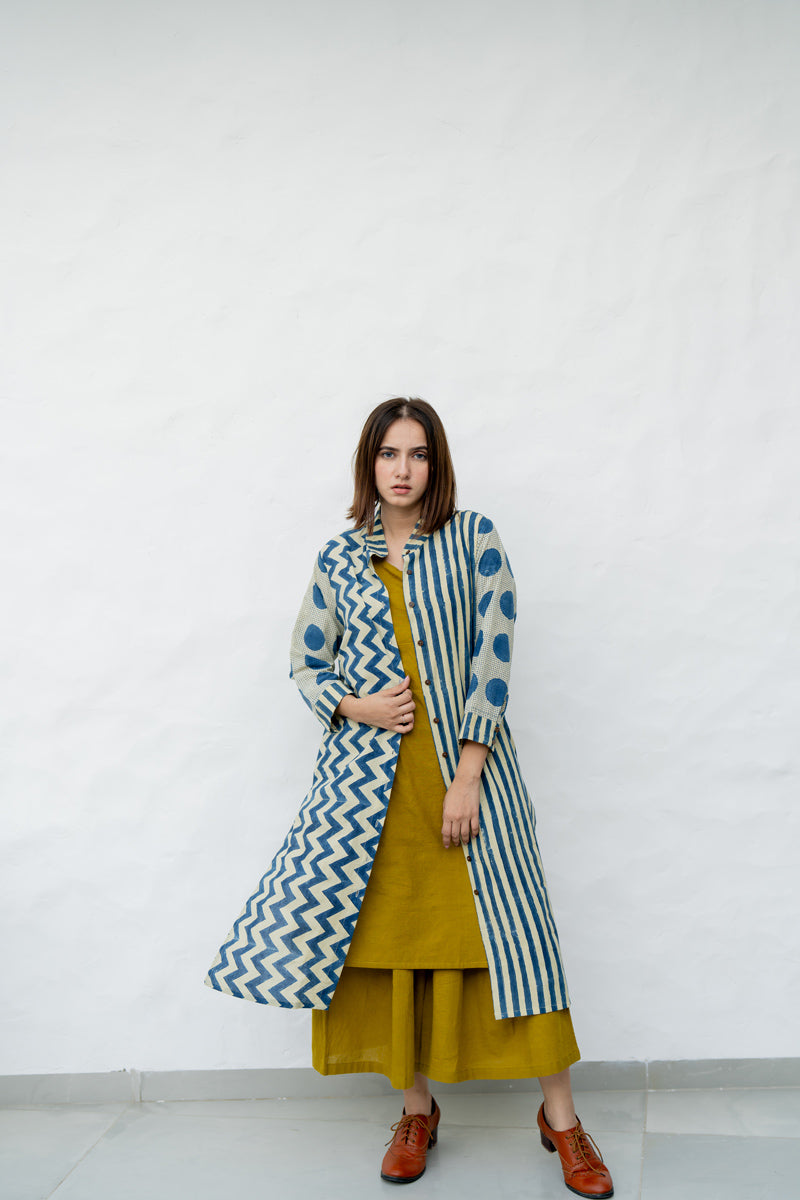 Button Up Kurta-Indigo