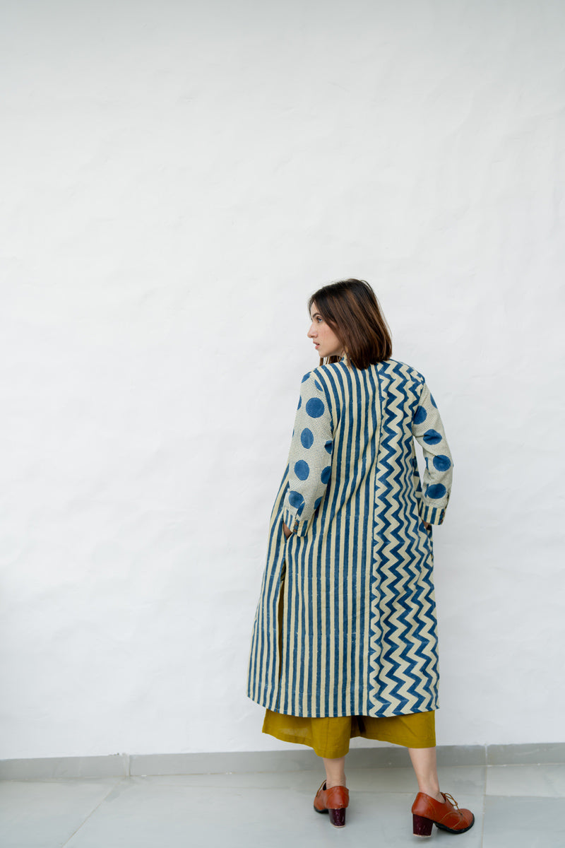 Button Up Kurta-Indigo