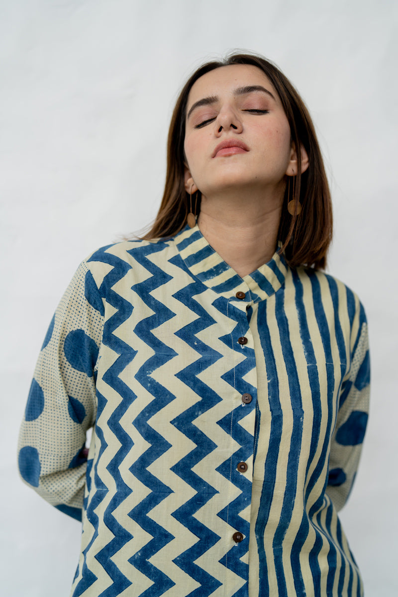 Button Up Kurta-Indigo