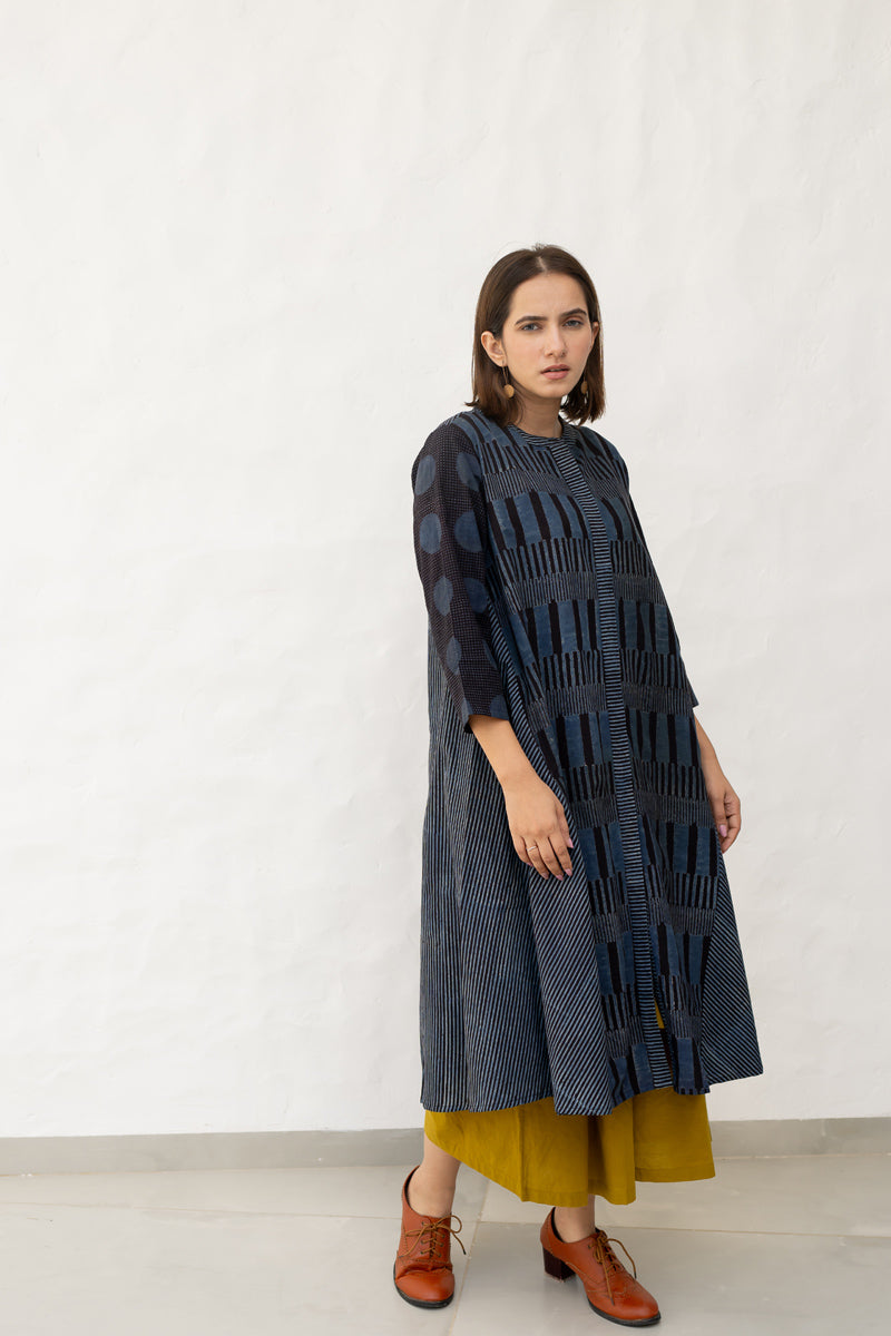 A-line Kurta -Black & Indigo