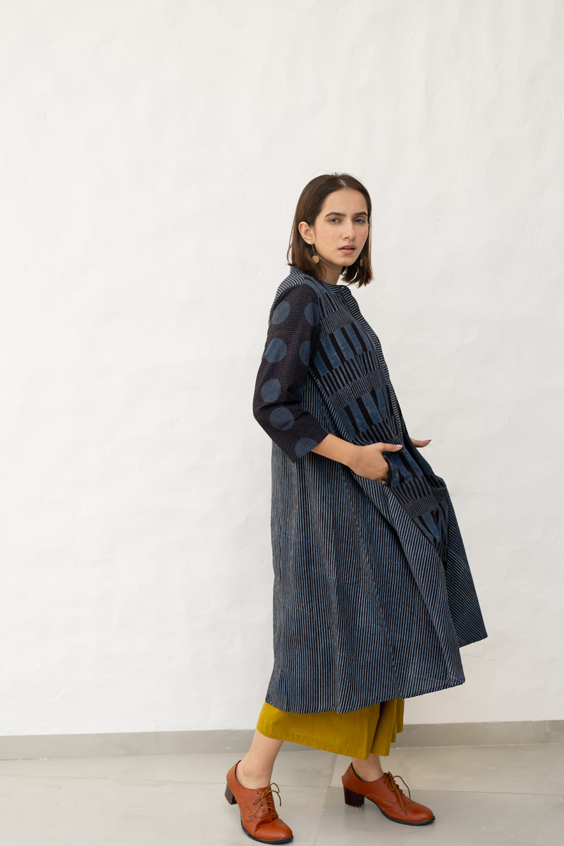 A-line Tunic-Black & Indigo