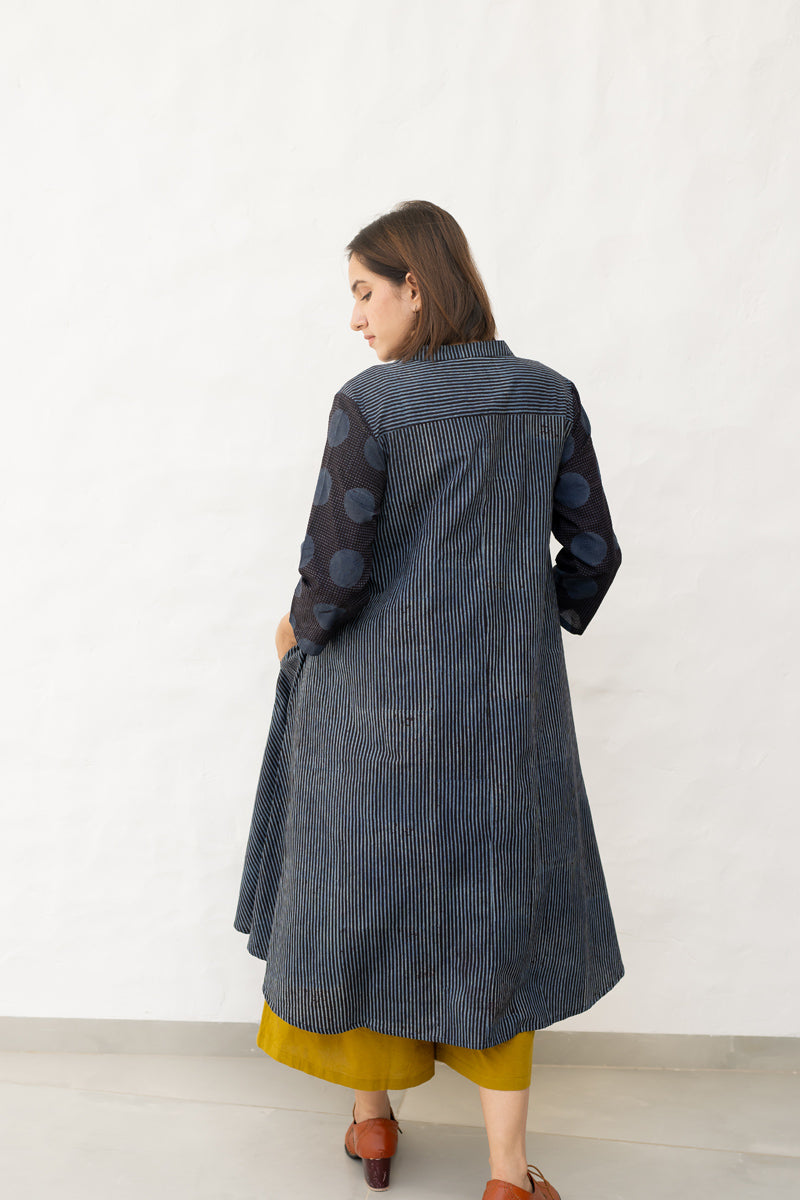 A-line Kurta -Black & Indigo