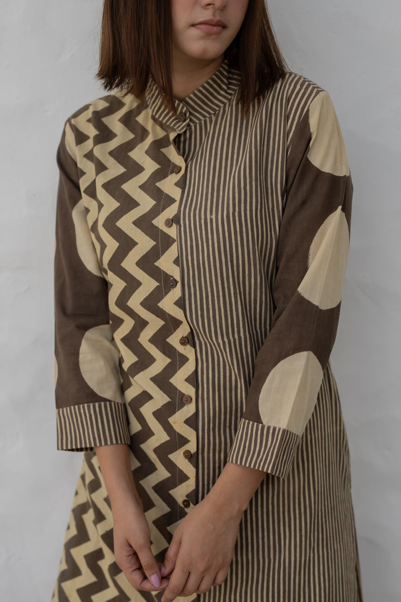 Button Up Kurta-Khakhi