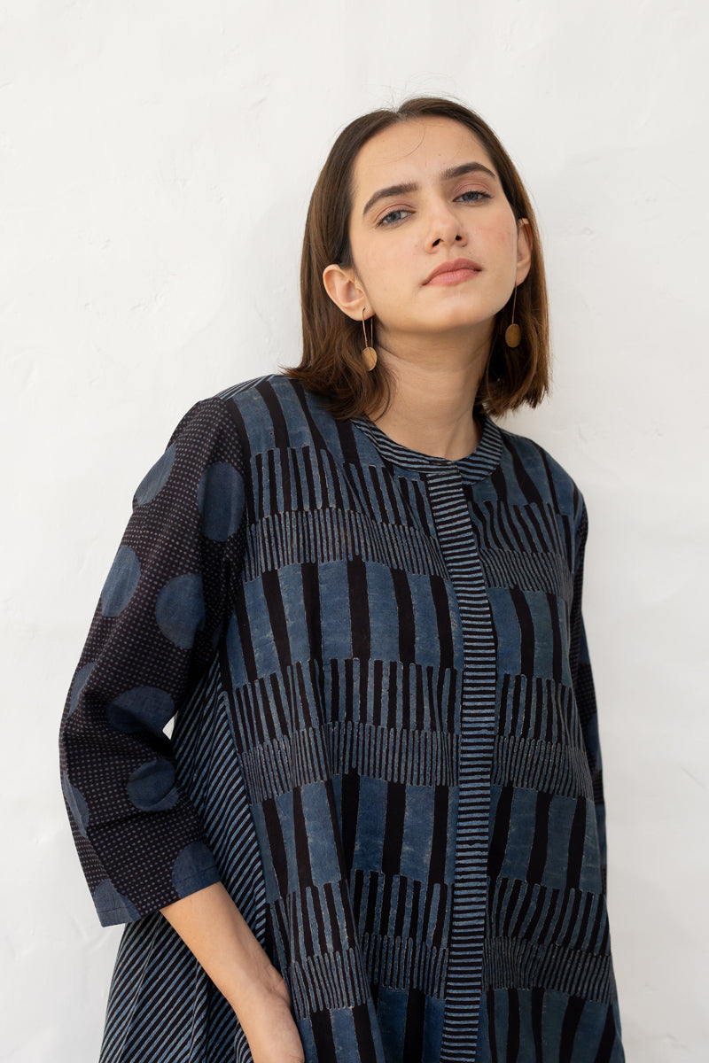 A-line Kurta -Black & Indigo