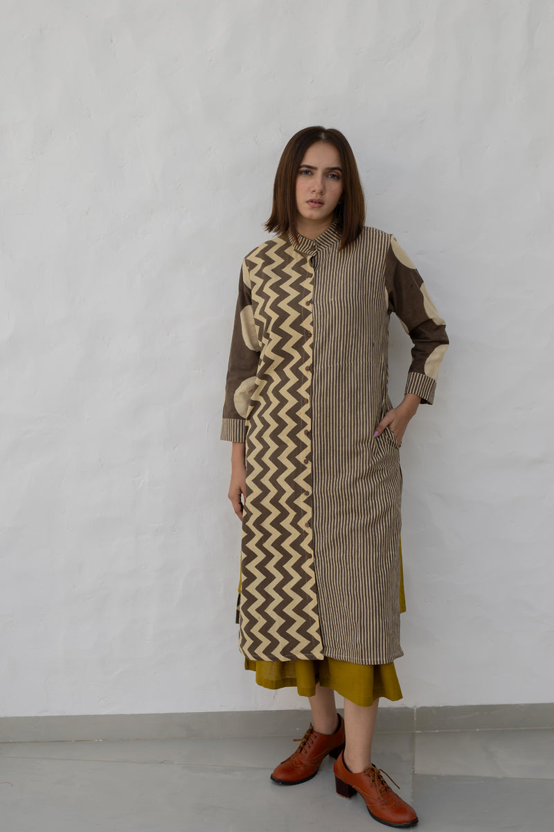 Button Up Kurta-Khakhi