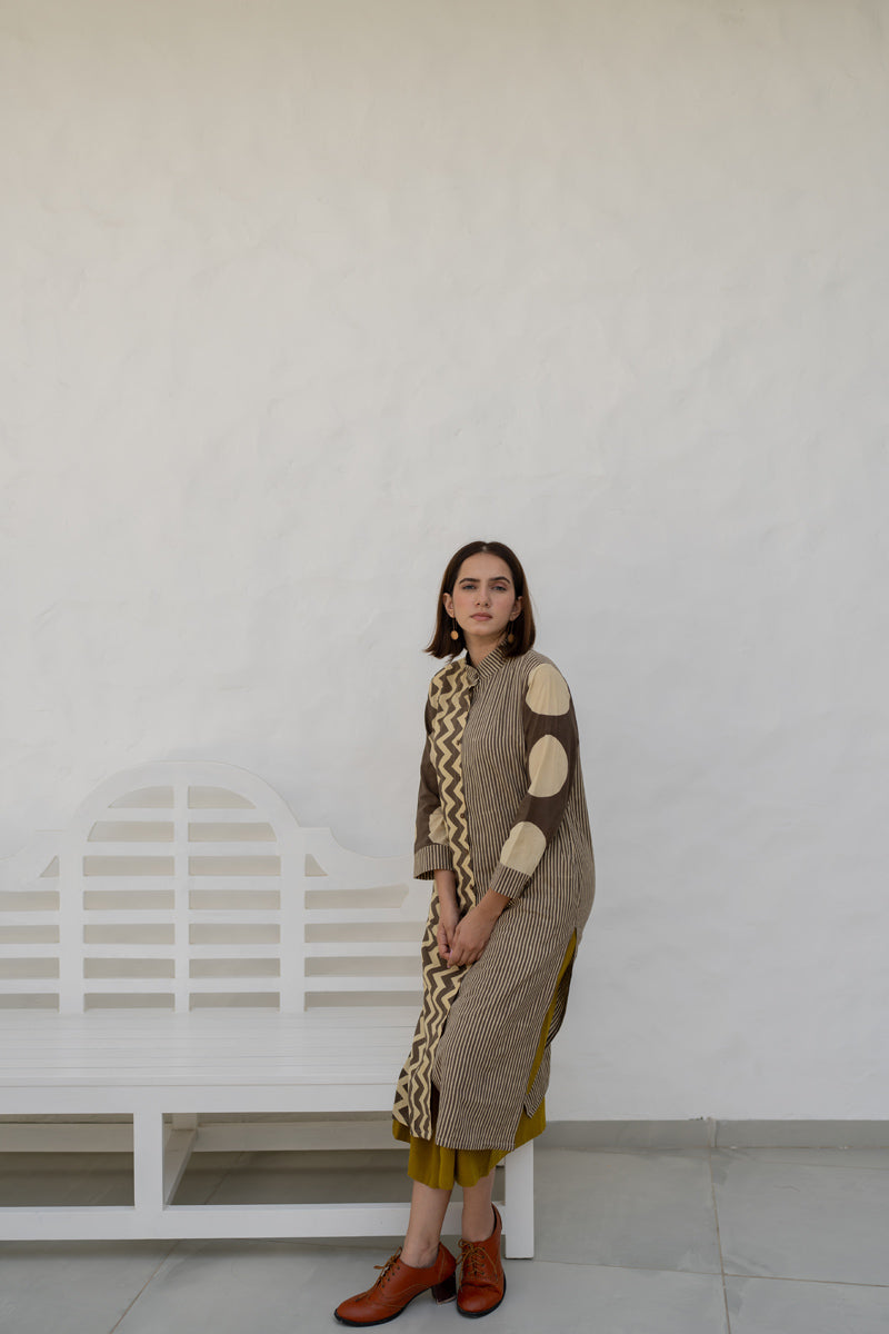 Button Up Kurta-Khakhi