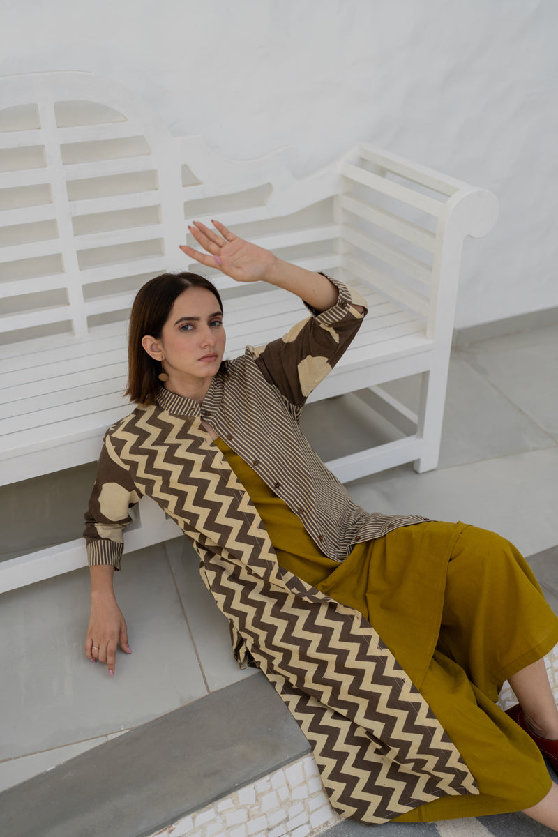 Button Up Kurta-Khakhi