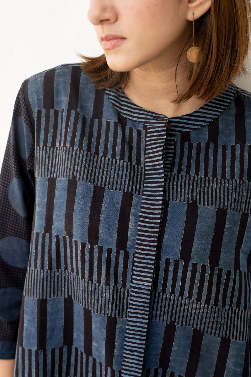 A-line Kurta -Black & Indigo