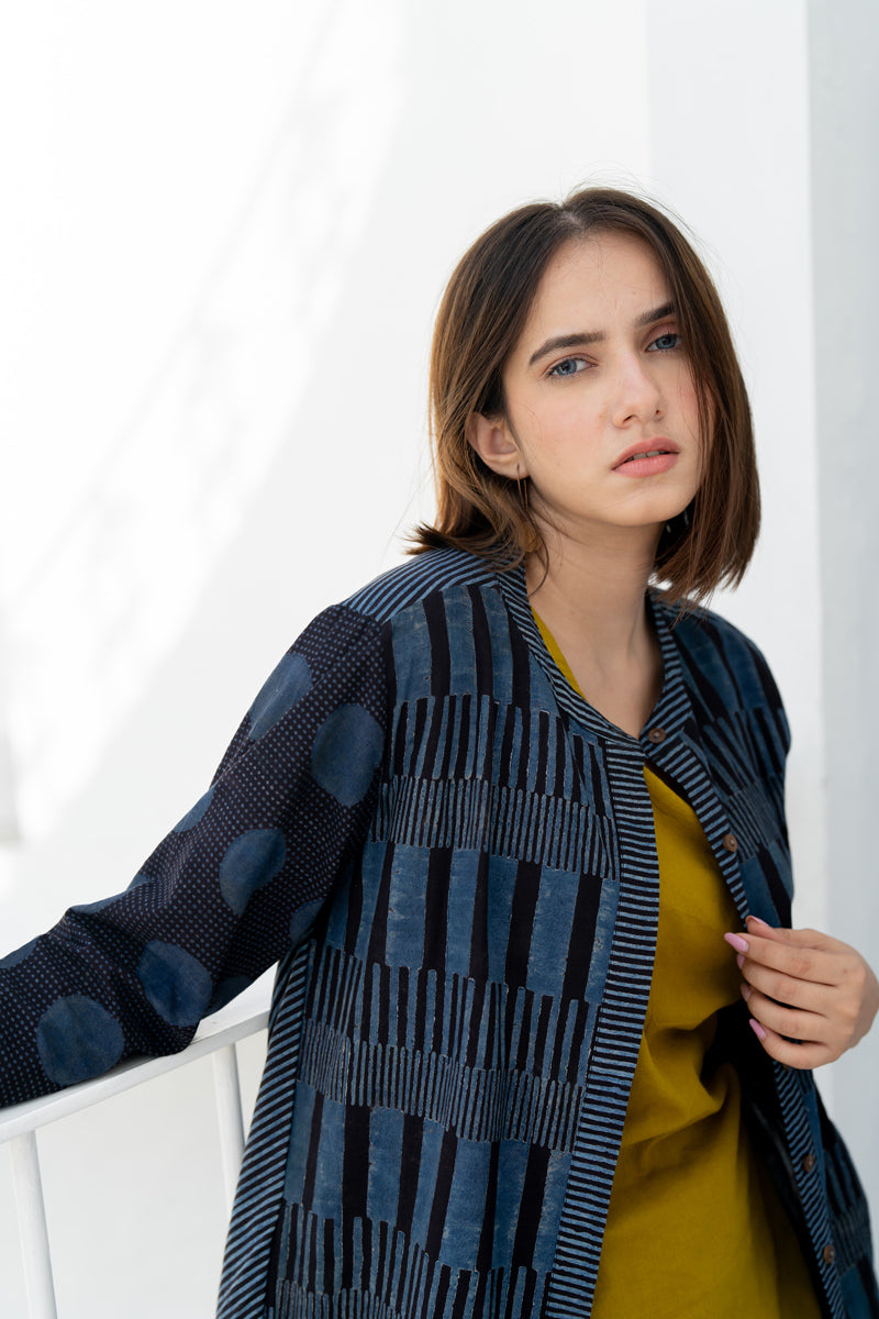 A-line Kurta -Black & Indigo