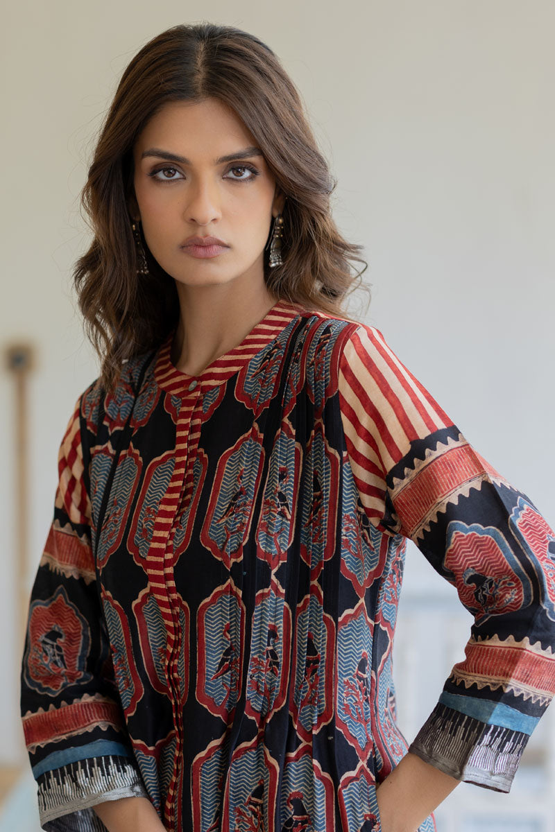 Chanderi Silk Pintuck Kurta Set of 2 - Noura