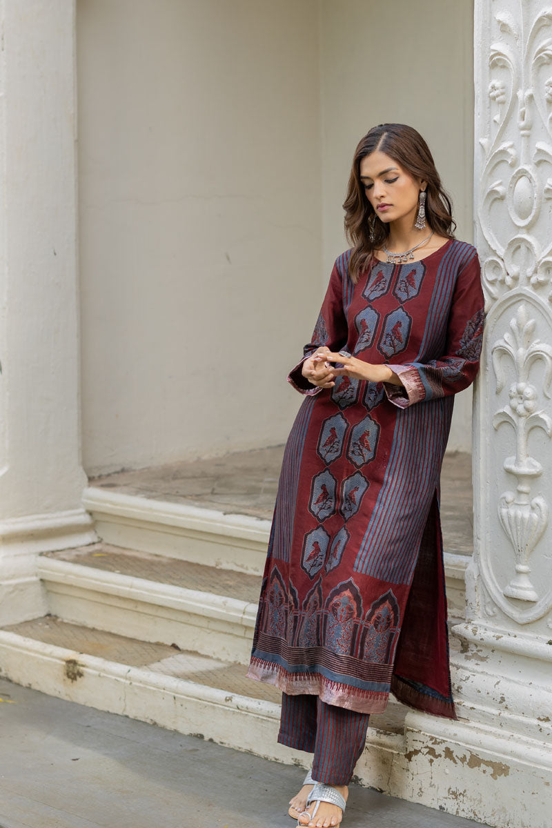 Chanderi Silk Classic Kurta Set of 2 - Noura