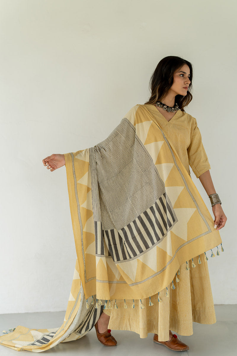 Set of 3 - Flared Skirt, Top & Dupatta