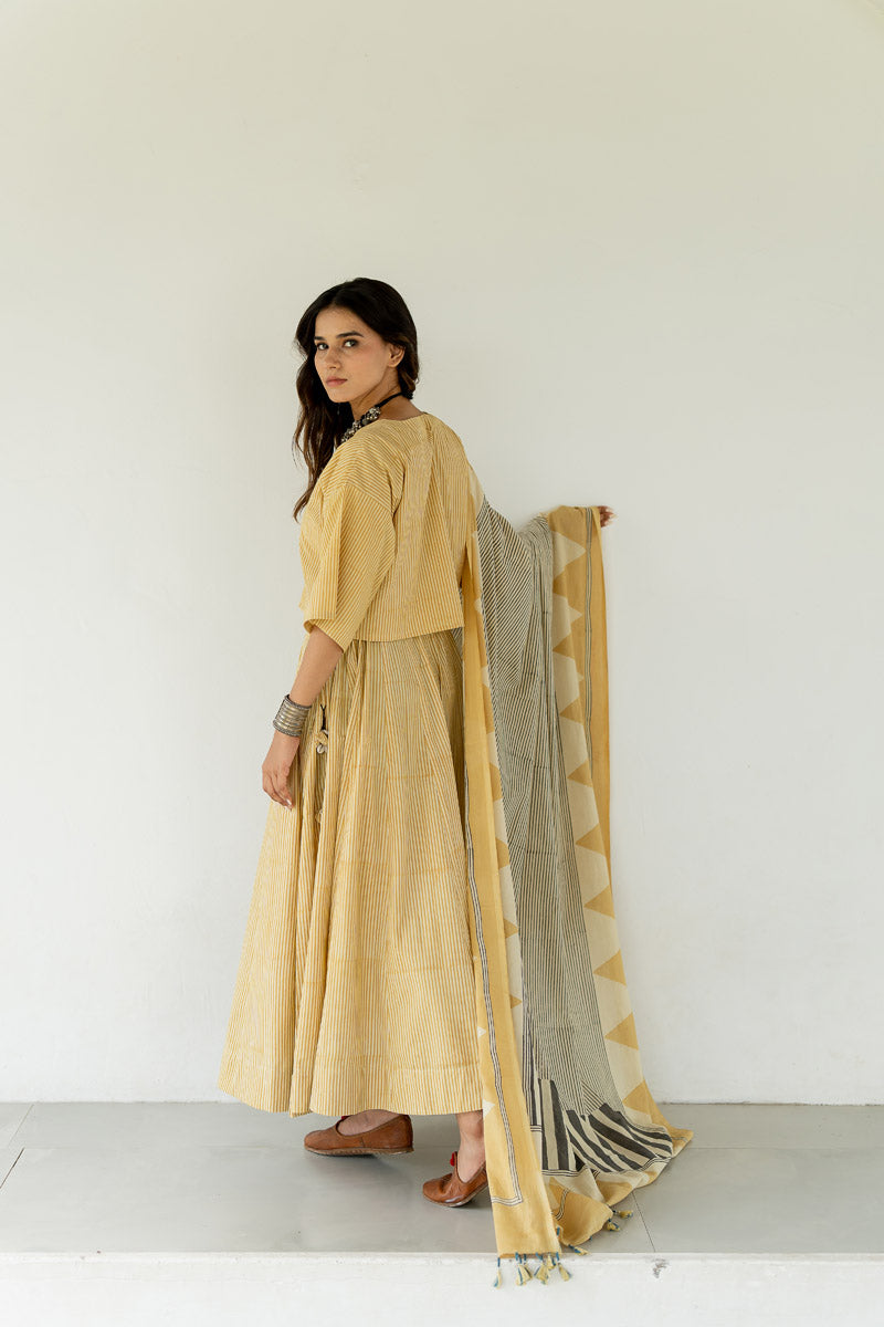 Set of 3 - Flared Skirt, Top & Dupatta