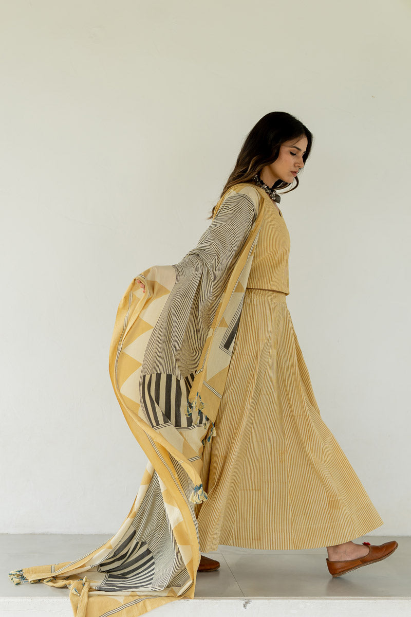 Set of 3 - Flared Skirt, Top & Dupatta