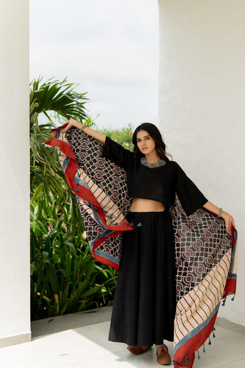 Set of 3 - Flared Skirt, Top & Dupatta