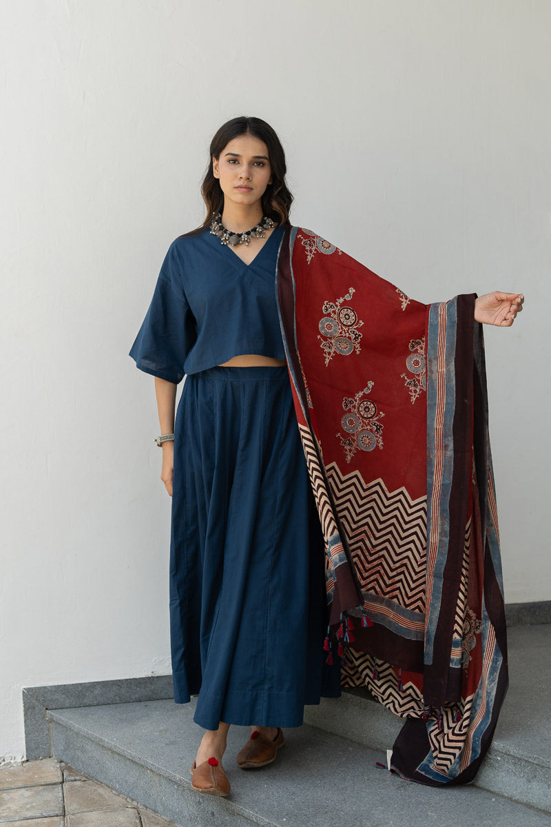 Set of 3 - Flared Skirt, Top & Dupatta
