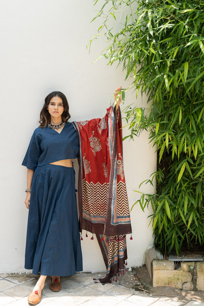 Set of 3 - Flared Skirt, Top & Dupatta