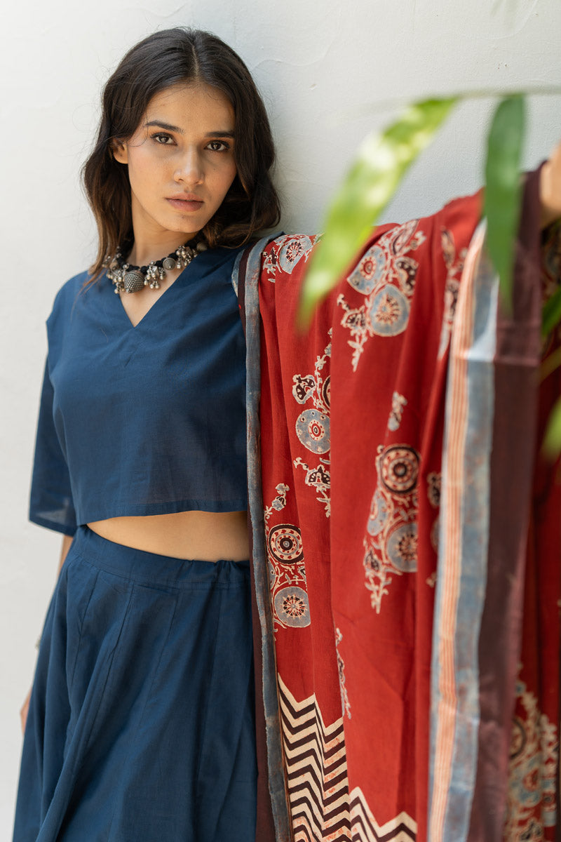 Set of 3 - Flared Skirt, Top & Dupatta