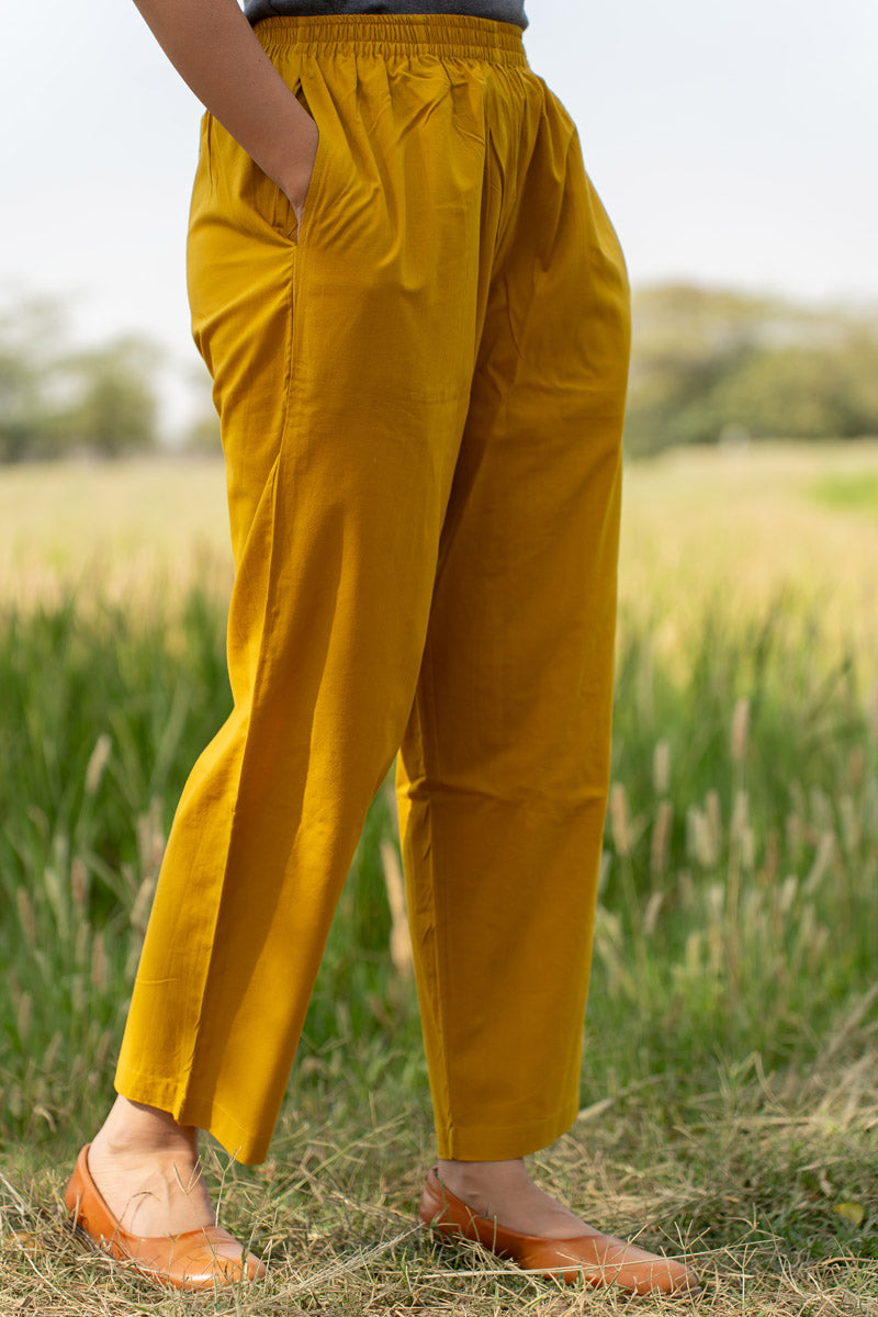 Straight Pants - Mustard Green