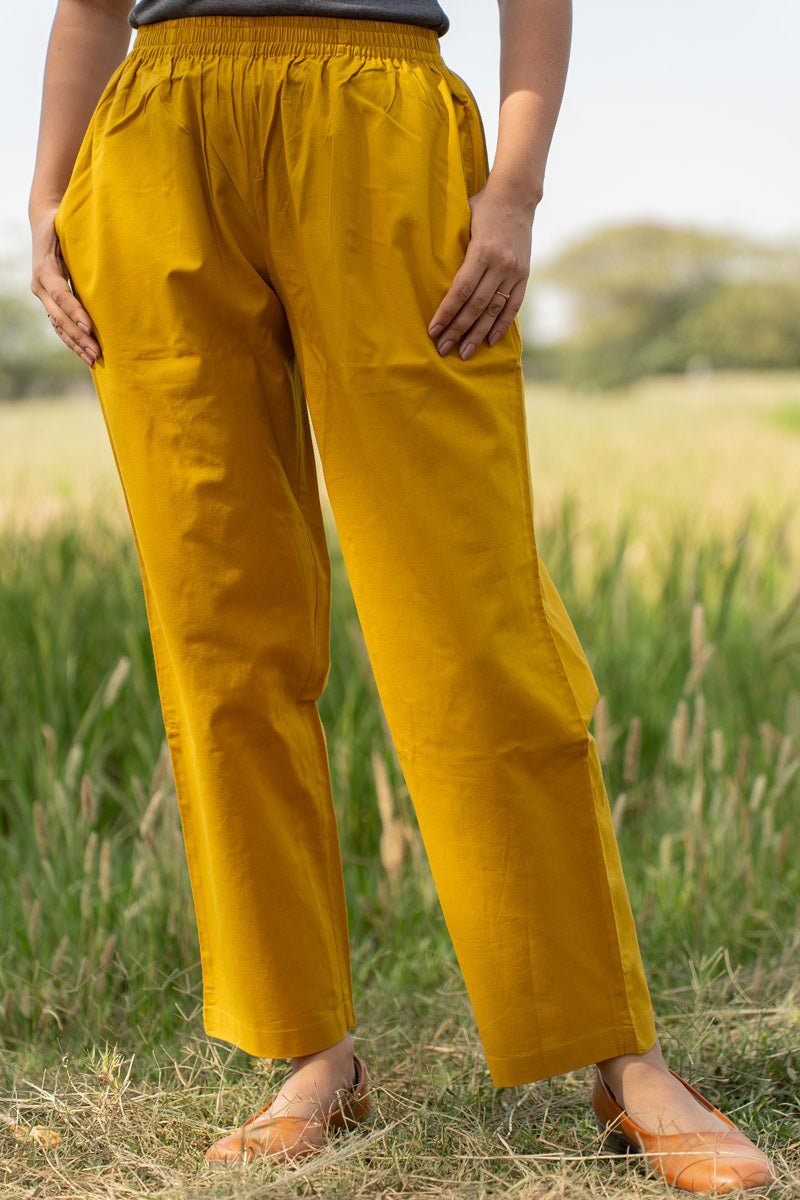 Straight Pants - Mustard Green
