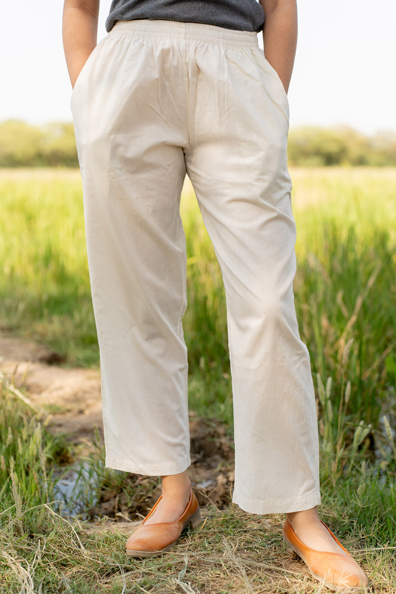 Straight Pants - Natural white