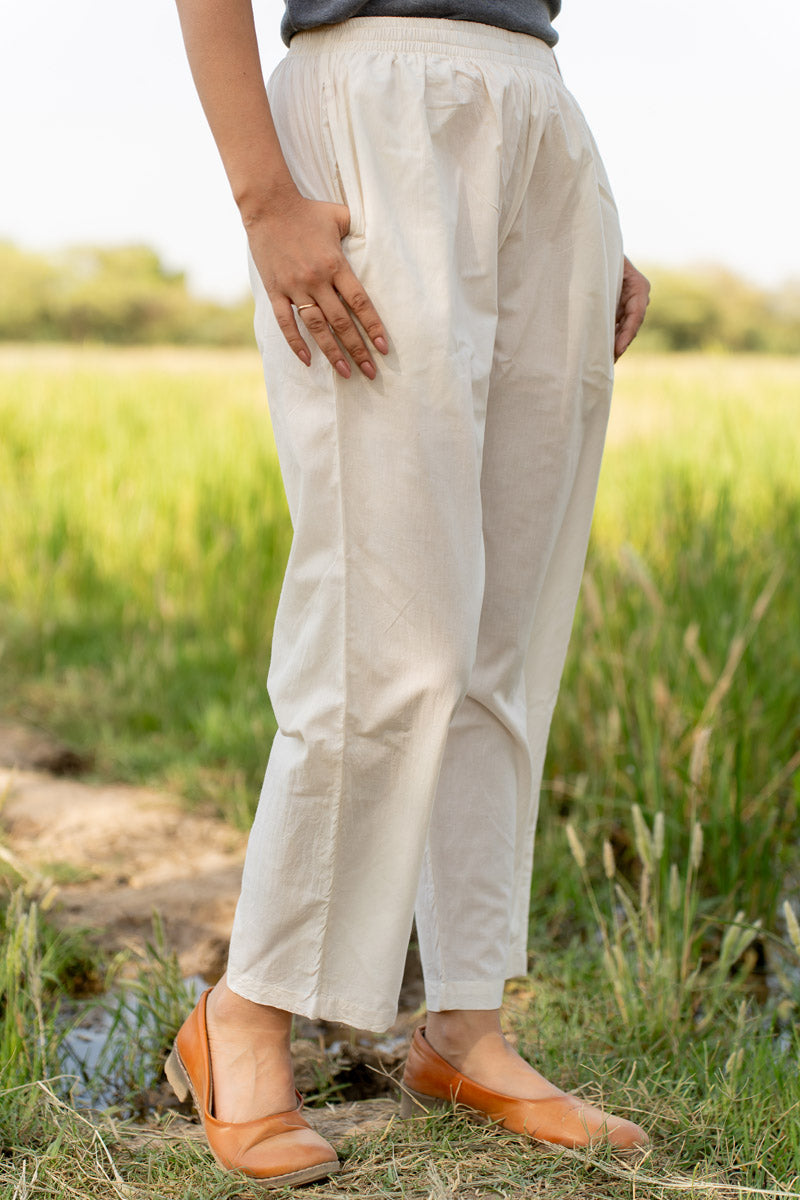 Straight Pants - Natural white