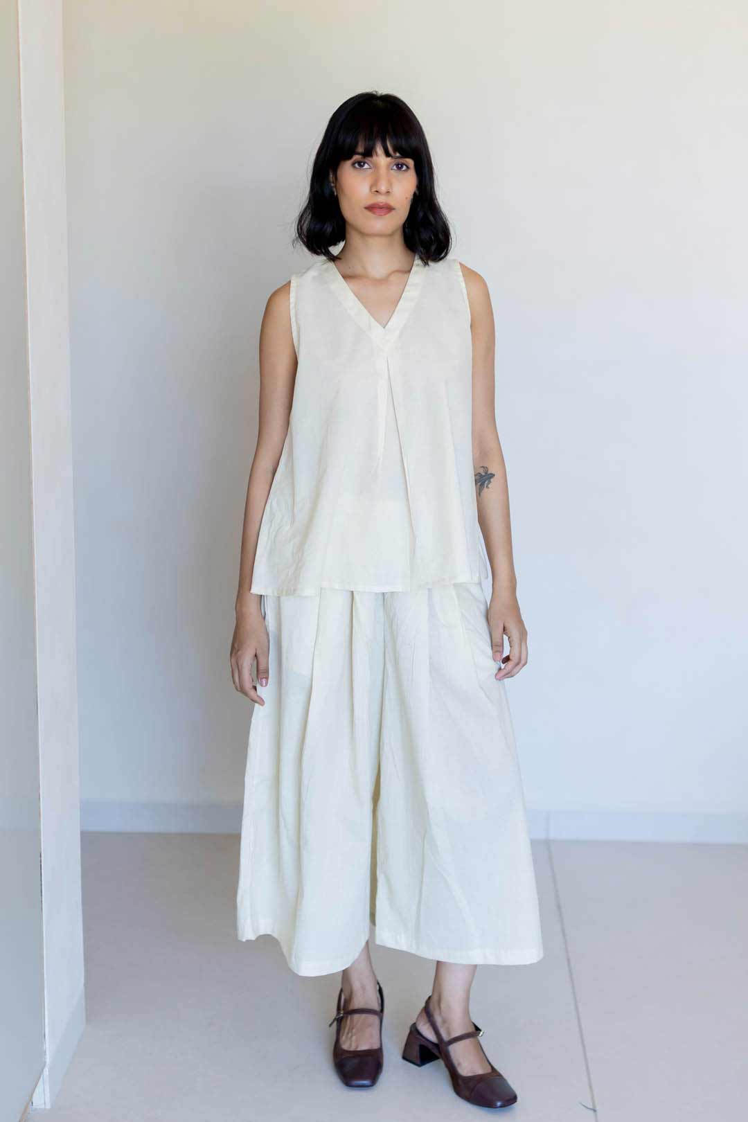 Set of 2 - Top & Culottes - Natural white