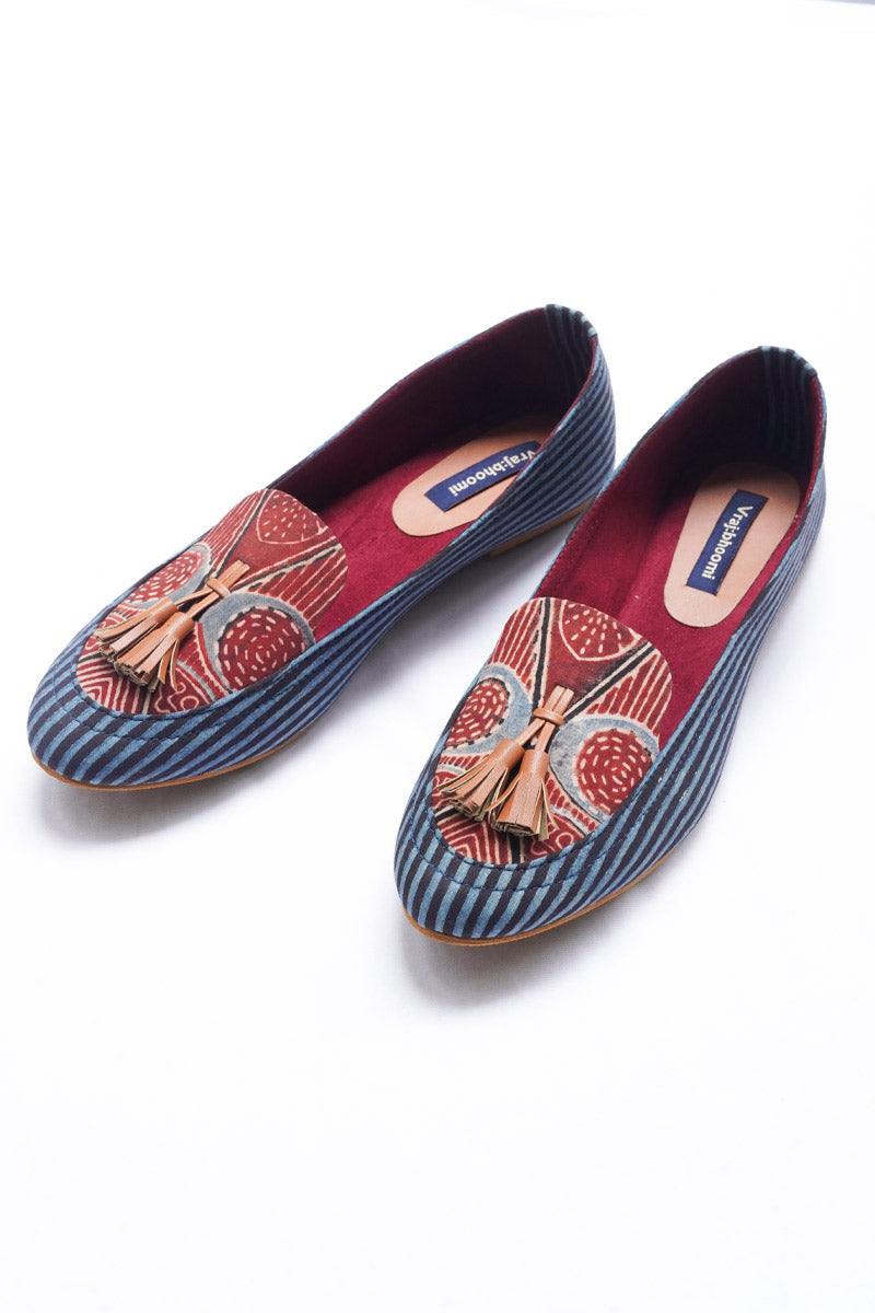 Loafers - Black & Indigo Stripes