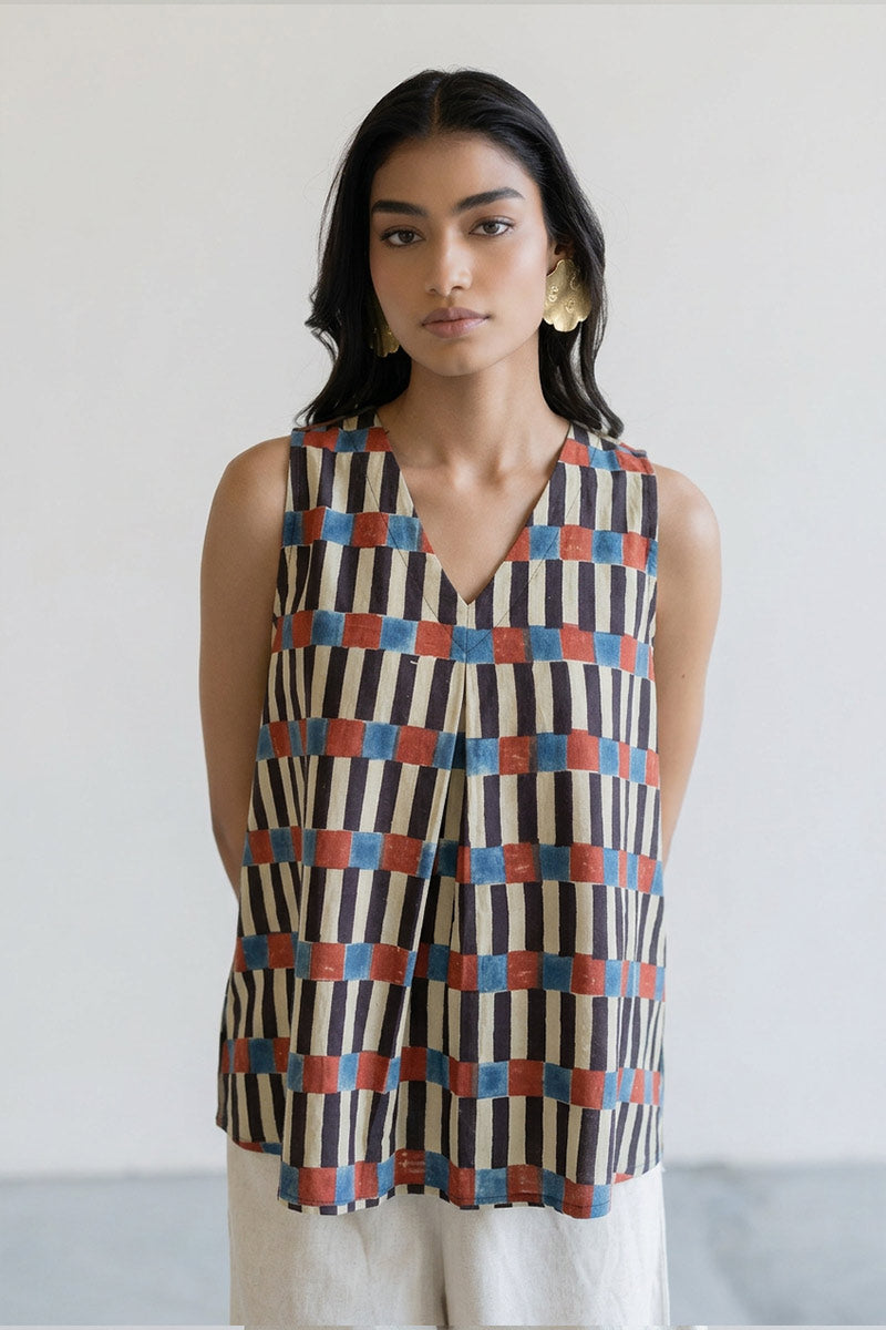 Tara Top - Cut Stripes Black