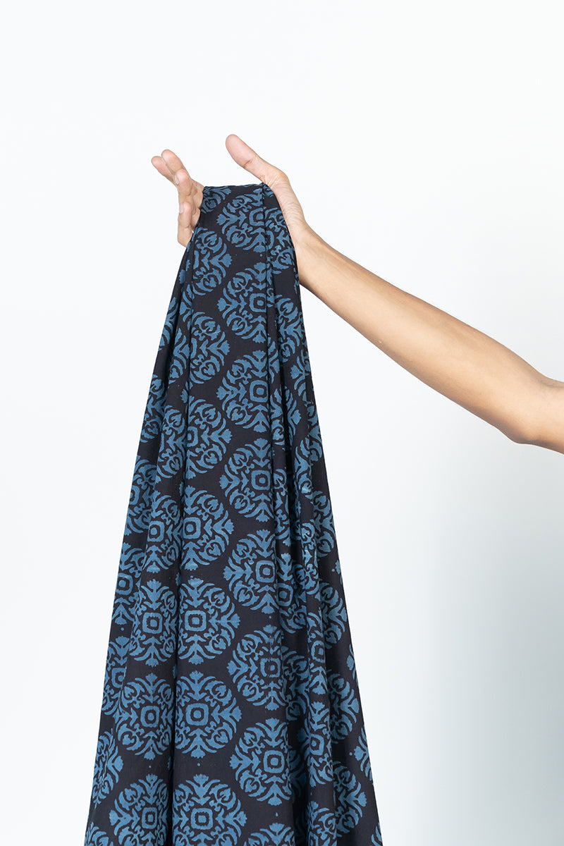 Cotton Fabric - Riyahin Black & Indigo