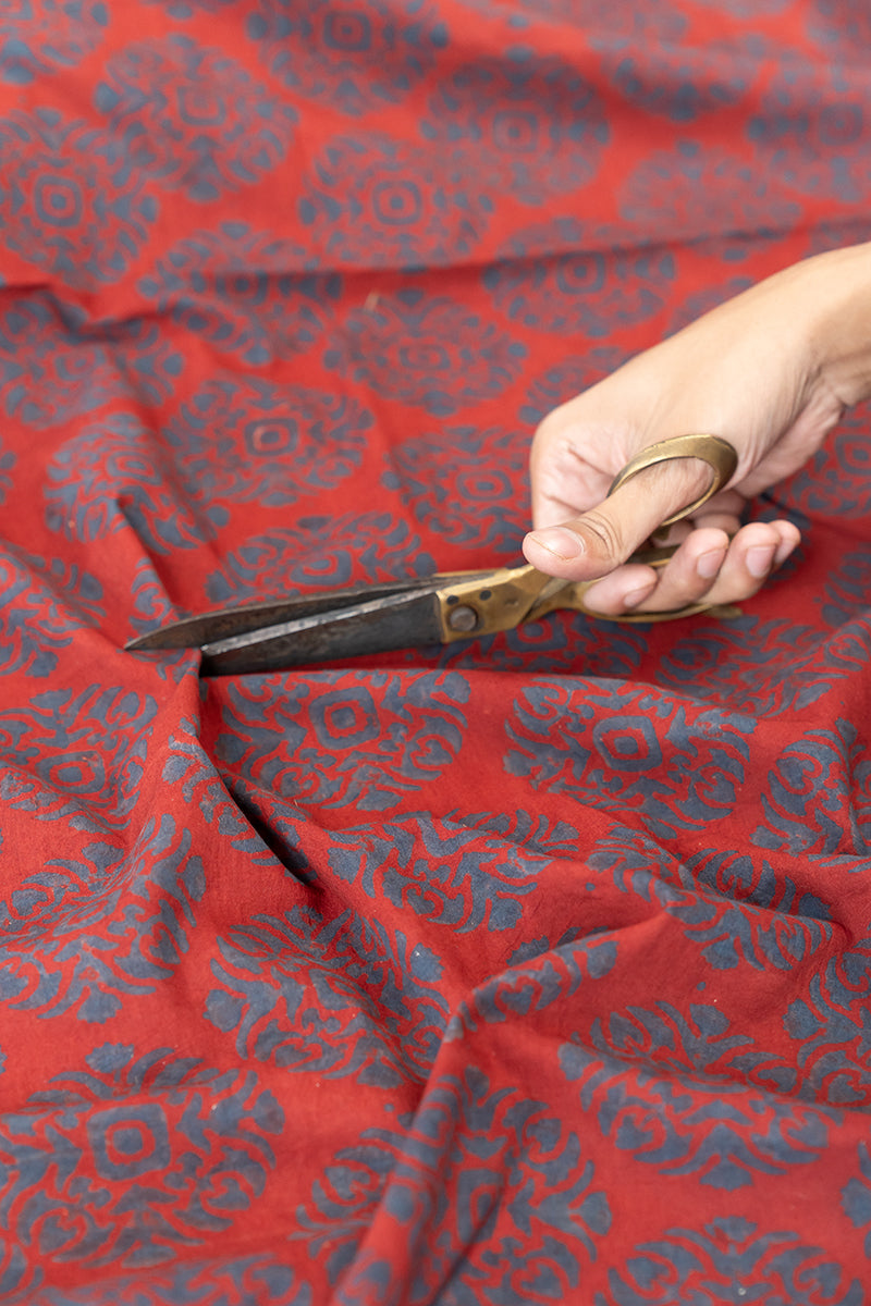 Cotton Fabric - Riyahin Red & Indigo