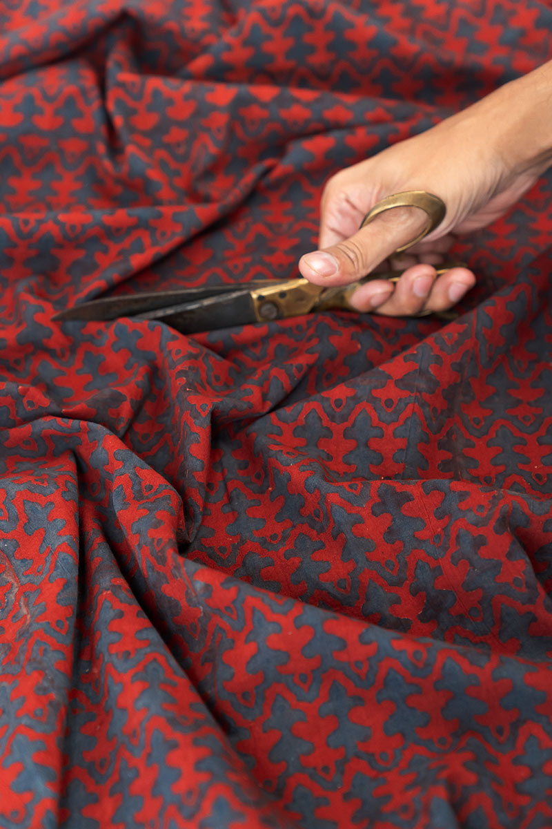 Cotton Fabric - Izun Red & Indigo