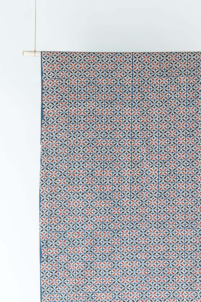 Cotton Fabric - Laya Indigo & Red
