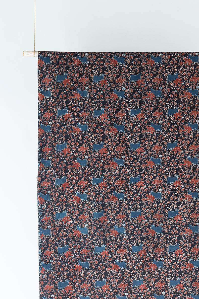 Cotton Fabric - Shalom Indigo & Red