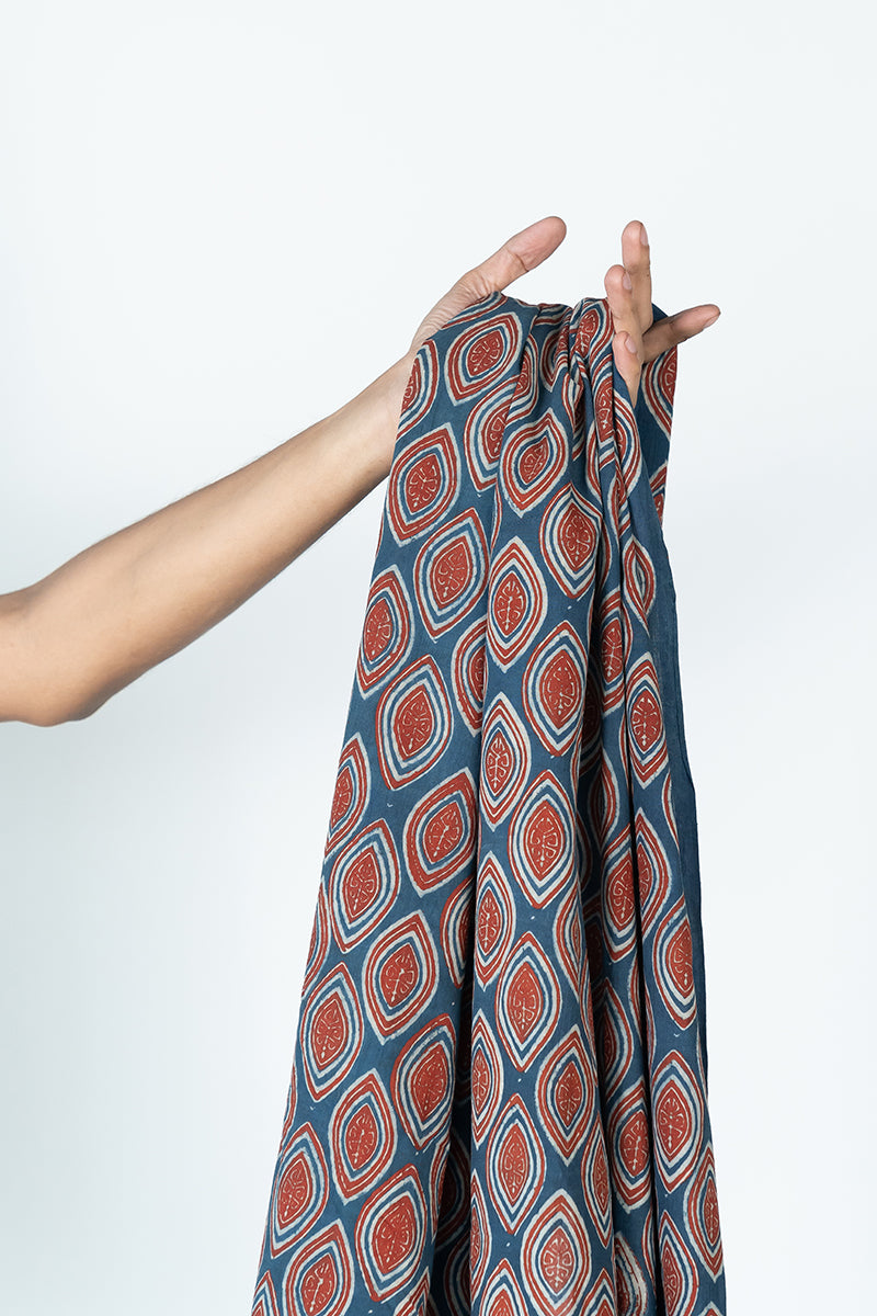 Cotton Fabric - Nakhali Indigo & Red