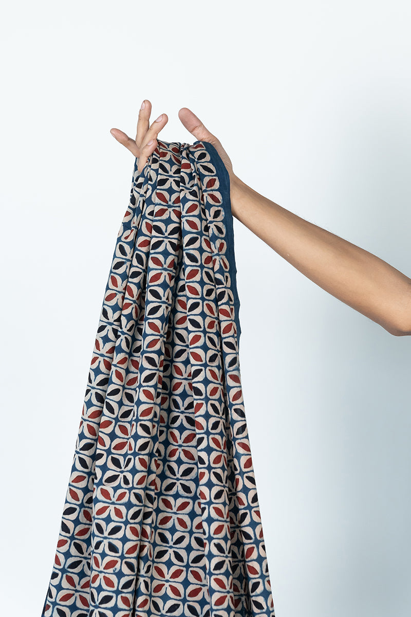 Cotton Fabric - Laya Indigo & Red