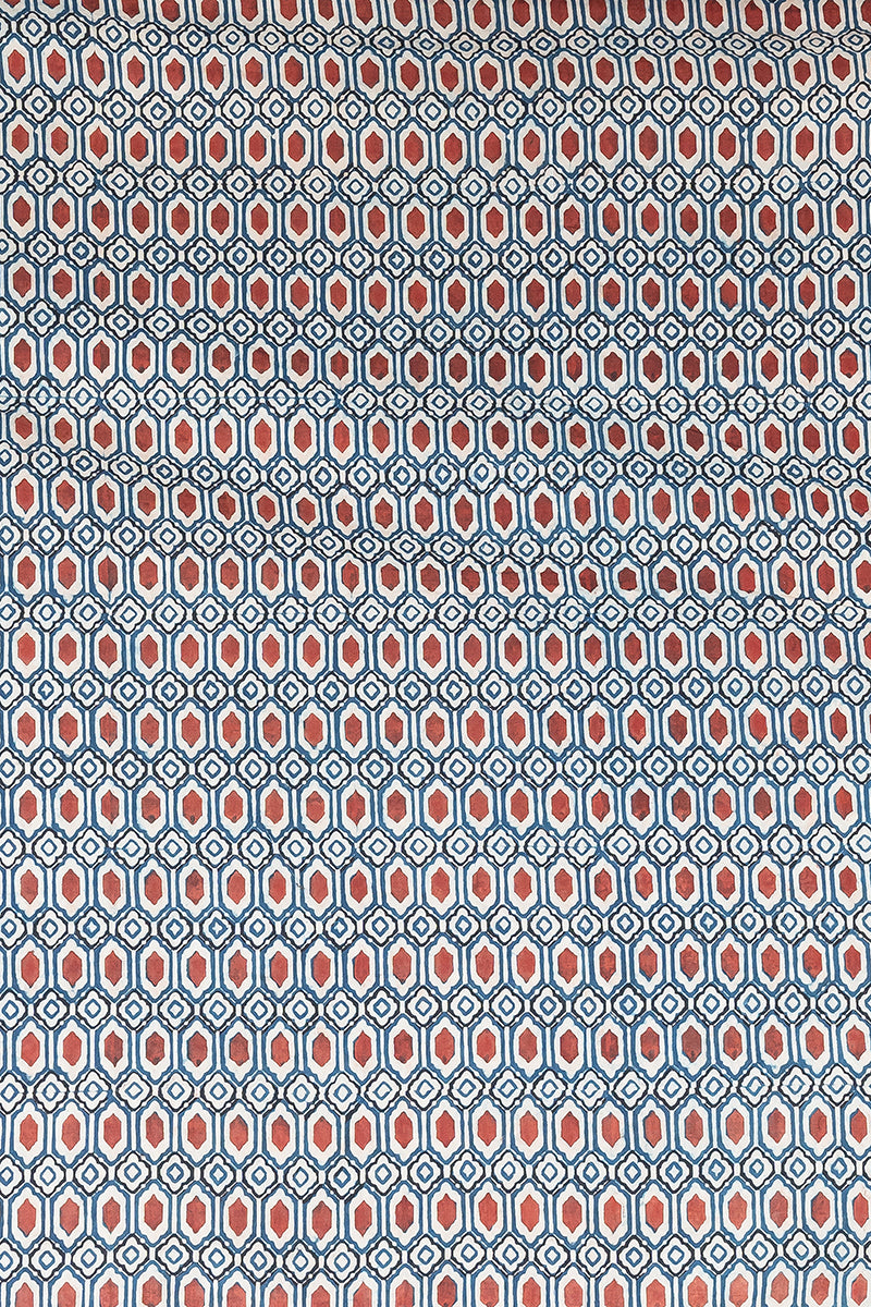 Cotton Fabric - Kalmash Indigo & Red
