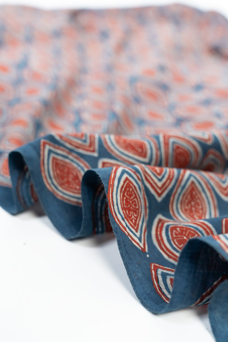 Cotton Fabric - Nakhali Indigo & Red