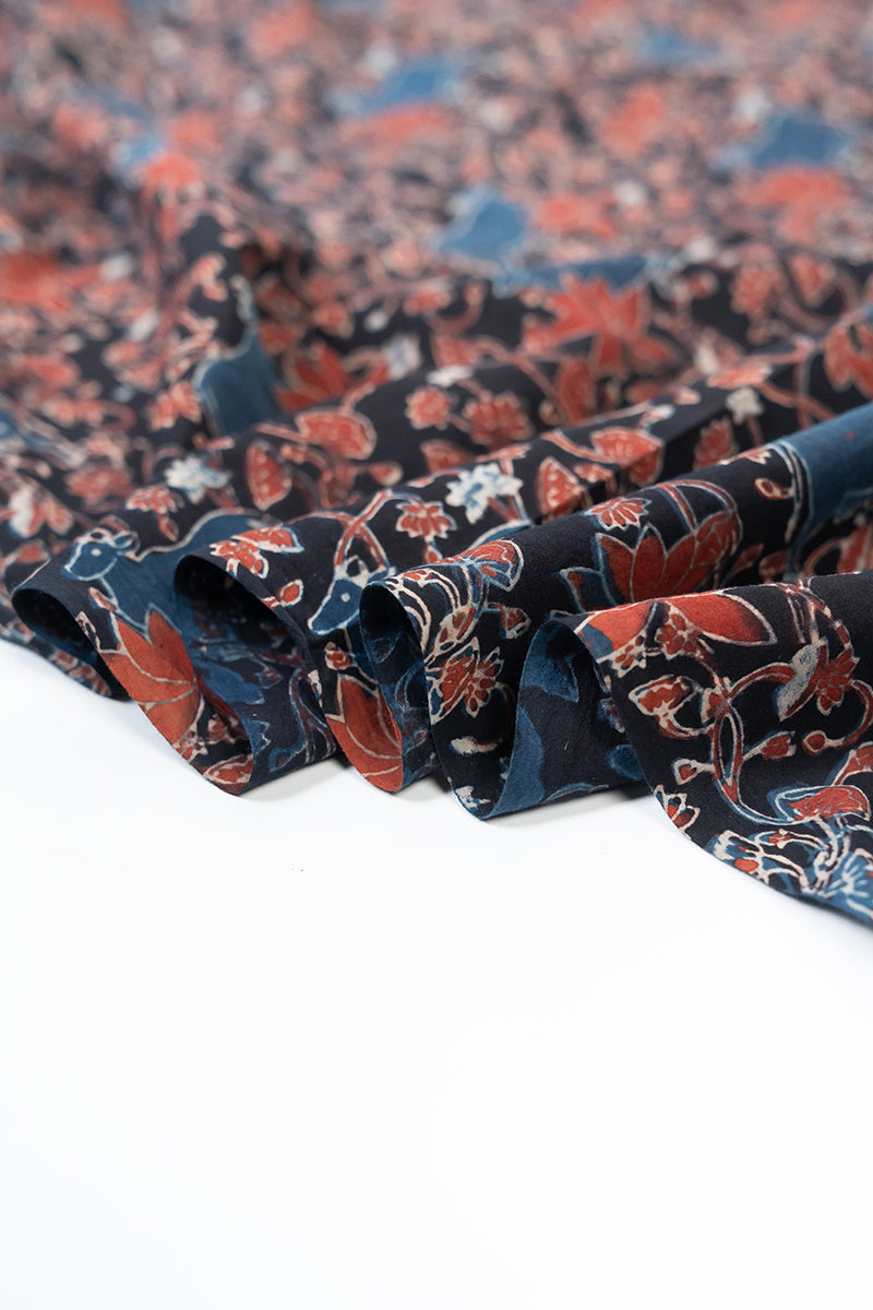 Cotton Fabric - Shalom Indigo & Red