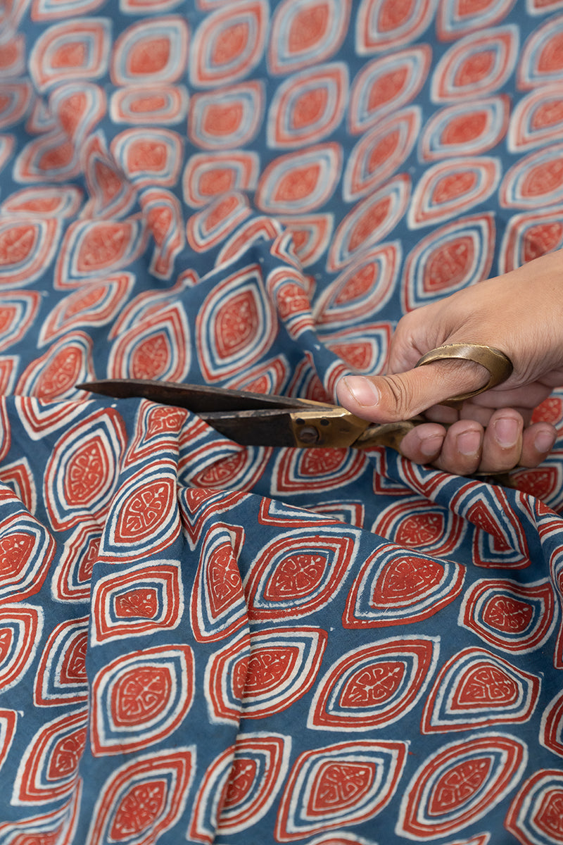Cotton Fabric - Nakhali Indigo & Red