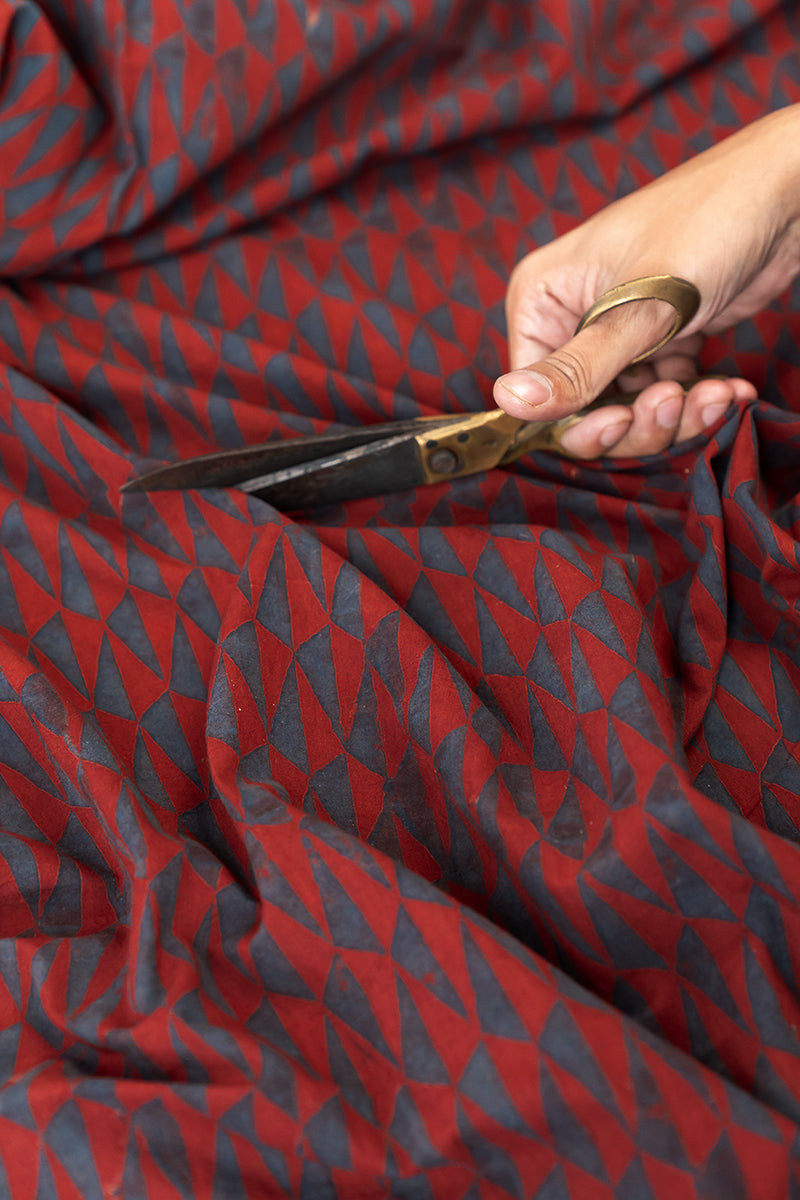 Cotton Fabric - Nishka Red & Indigo